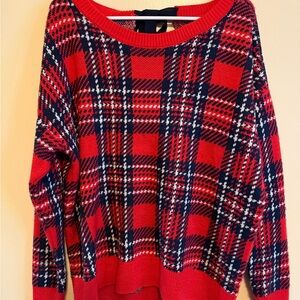 Crown & Ivy Red and Blue Plaid Sweater